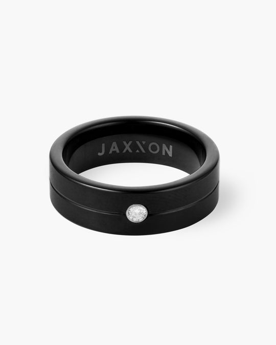 Single Stud Tungsten Band - Black - Image 1/2