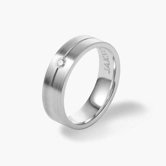 Single Stud Tungsten Band - Silver - Image 1/2