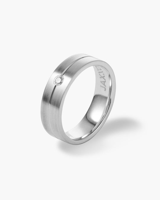 Single Stud Tungsten Band - Silver - Image 1/2