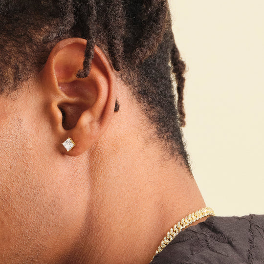 Square Stud Earrings - Gold Stud Earrings For Him - JAXXON