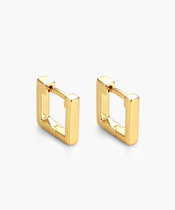 Women's Square Huggie Earrings - Gold