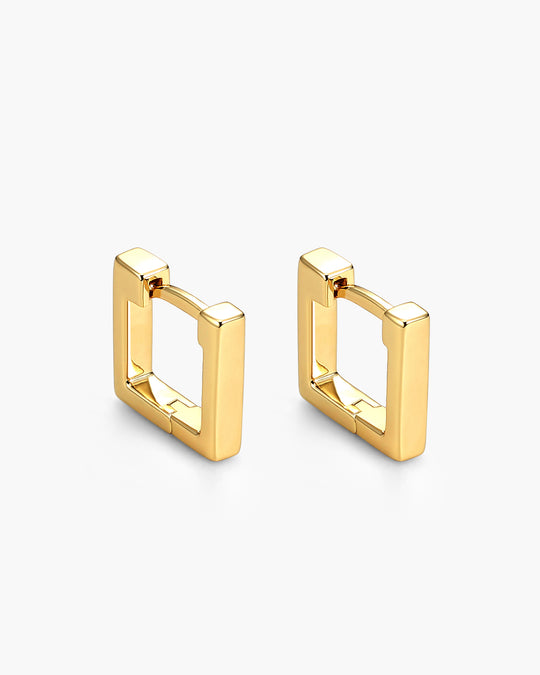 Women's Square Huggie Earrings - Gold - Image 1/2