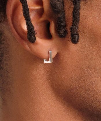 Square Huggie Earrings - Silver