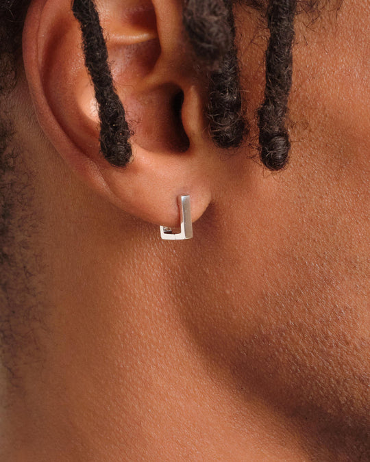 Square Huggie Earrings - Silver - Image 2/2