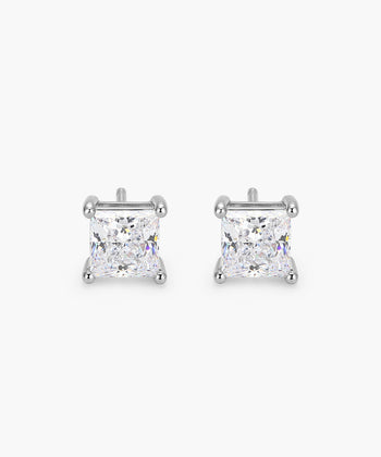 Square Stud Earrings - Silver