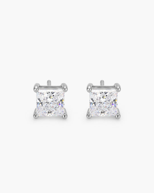 Square Stud Earrings - Silver - Image 1/2