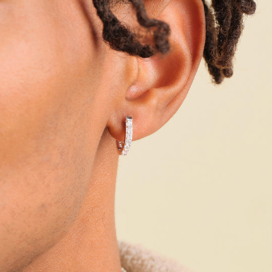 Cuban Link Earring - Men's Silver Hoop Earrings - JAXXON