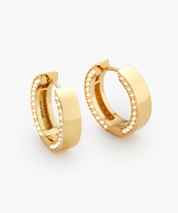 Studded Frame Hoop Earrings - Gold
