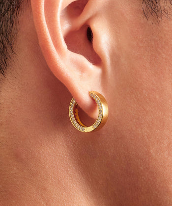 Studded Frame Hoop Earrings - Gold
