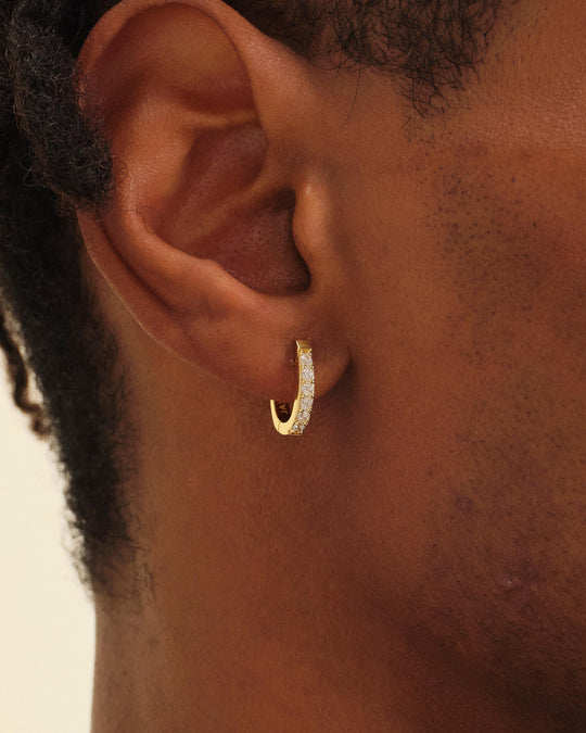 Studded Huggie Earrings - Gold - Image 2/2