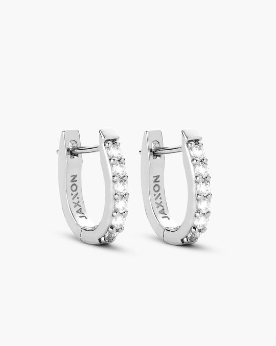 Studded Huggie Earrings - Silver - Image 1/2