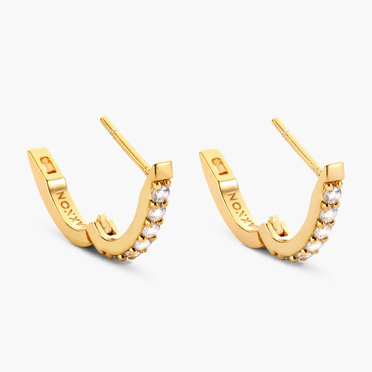 Studded Huggie Earrings  Gold - Image 4/7