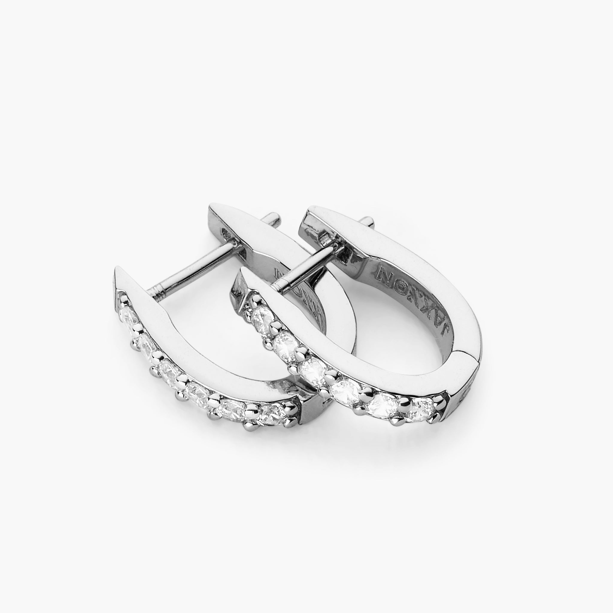 Studded Frame Hoop Earrings - Men's Silver Hoops - JAXXON