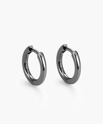 Thin Hoop Earrings - Black