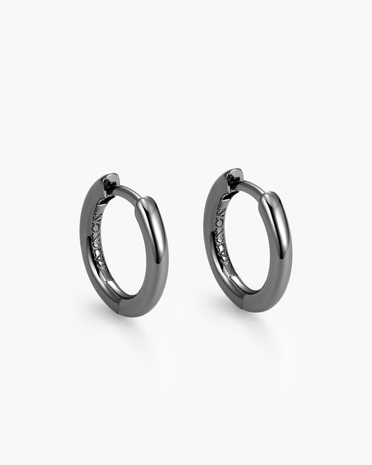 Thin Hoop Earrings - Black - Image 1/2