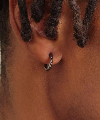 Thin Hoop Earrings - Black