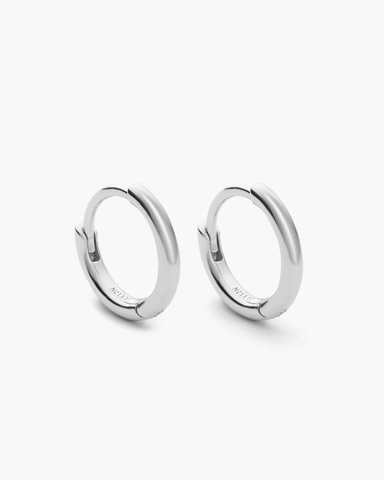 Thin Hoop Earrings - Silver - Image 1/2