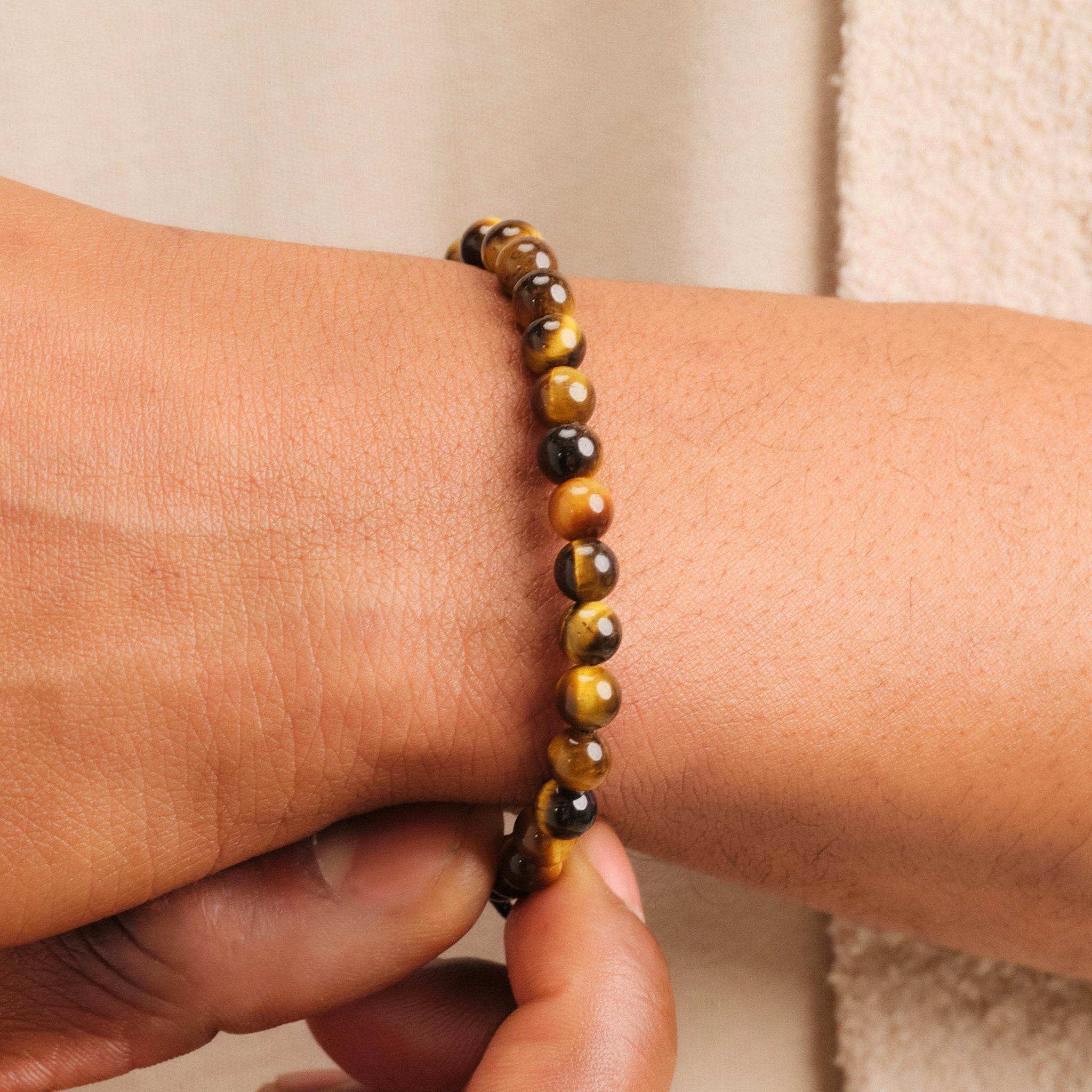 Bracelet with 6mm Tiger Eye stone – Gemini Official