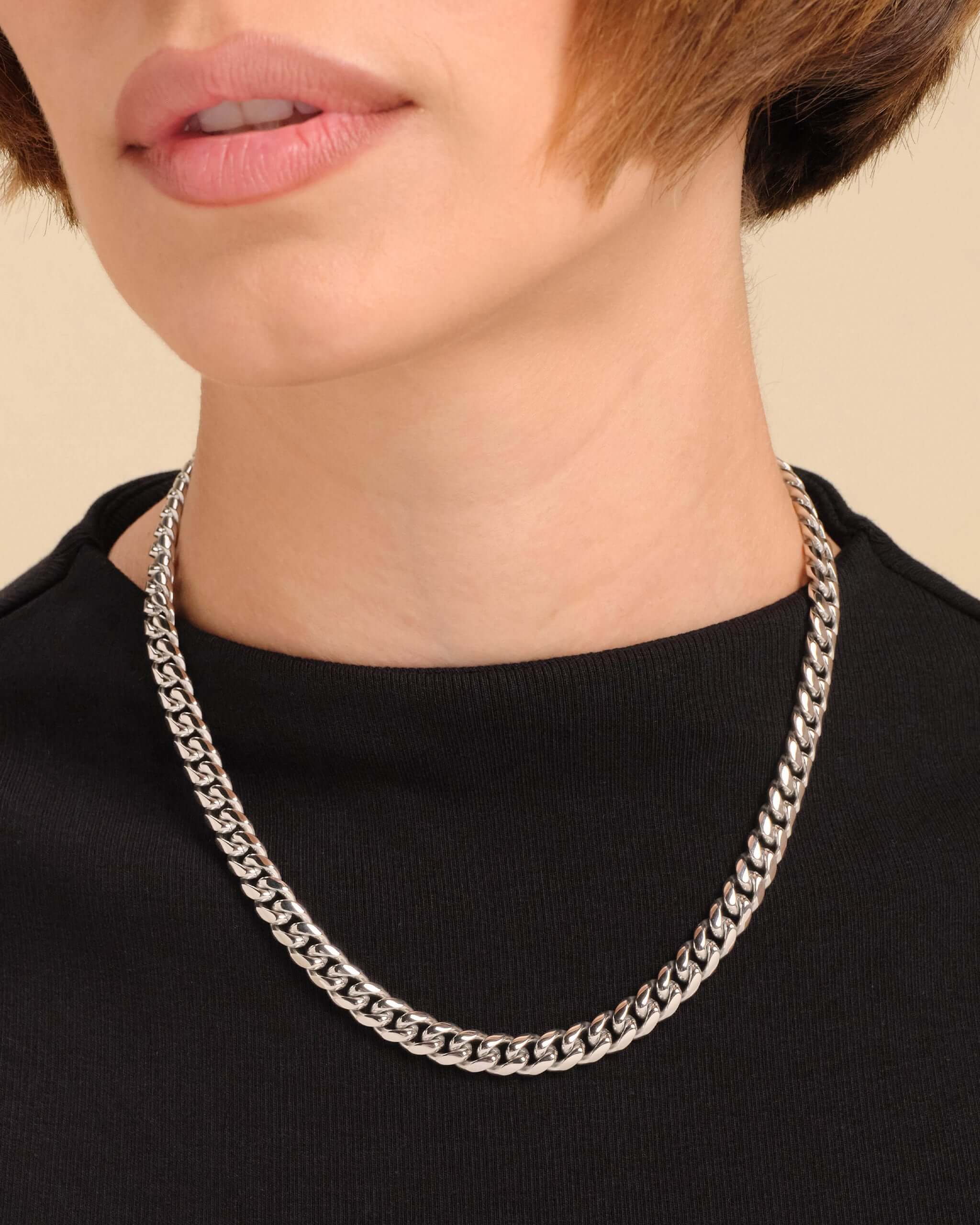 JAXXON 7mm Women s Cuban Link Silver Chain 17