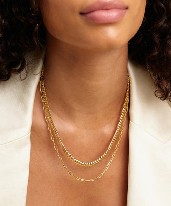 Women's Cuban Link + Paperclip Chain Stack