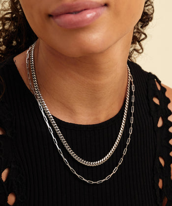 Picture of Women's Cuban Link + Paperclip Chain Stack