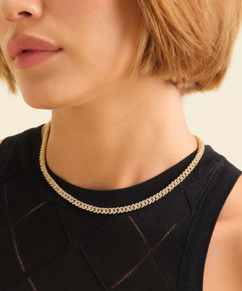 Women's Iced Out Cuban Link Chain - Gold