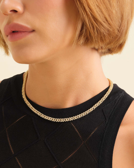 Women's Iced Out Cuban Link Chain - Gold - Image 2/2