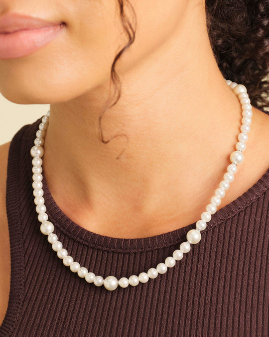 Women's Offset Pearl Necklace - Image 2/2