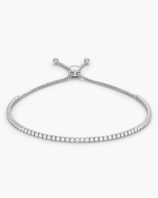 Women's Adjustable Tennis Bracelet - Silver - Image 1/2