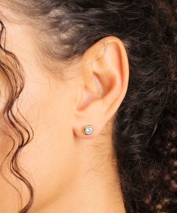 Women's Bezeled Stud Earrings - Gold