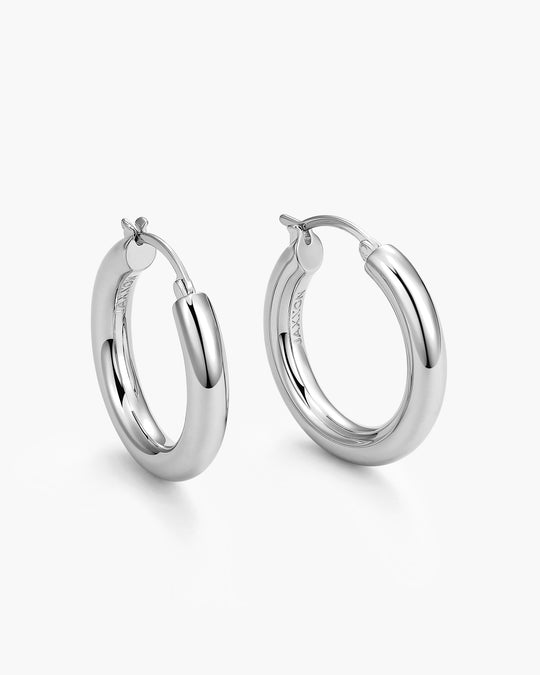 Women's Bold Medium Hoop Earrings - Silver - Image 1/2