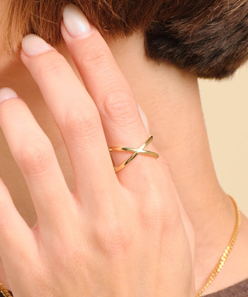 Women's Crossover Ring - Gold