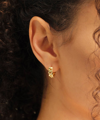 Women's Cuban Link Earrings - Gold