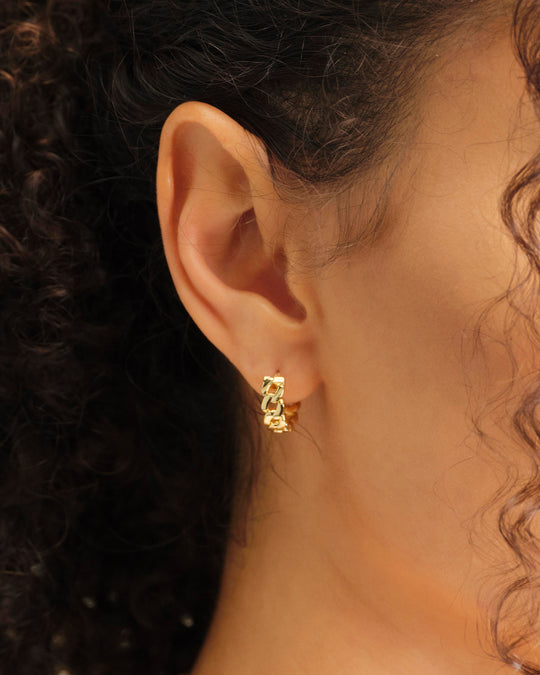Women's Cuban Link Earrings - Gold - Image 2/2