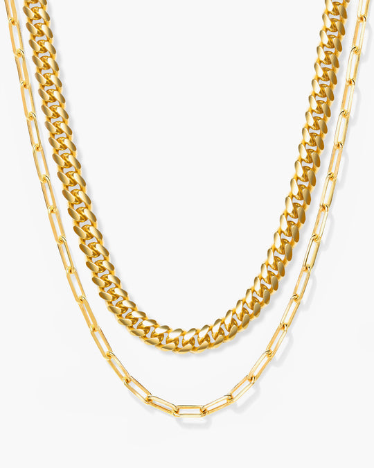Women's Cuban Link + Paperclip Chain Stack - Image 1/7