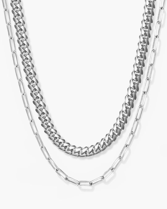 Women's Cuban Link + Paperclip Chain Stack - Image 1/7