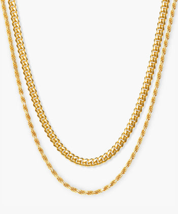 Women's Cuban Link + Rope Chain Stack