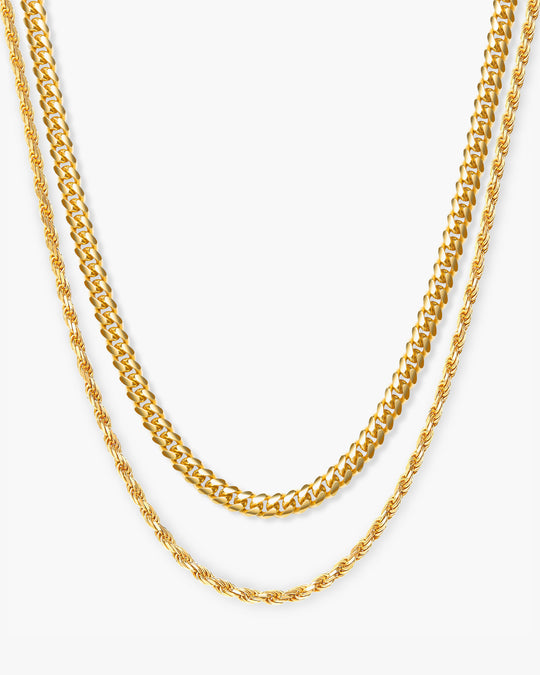 Women's Cuban Link + Rope Chain Stack - Image 1/7