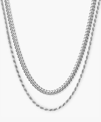Women's Cuban Link + Rope Chain Stack