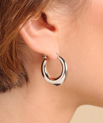 Picture of Women's Dome Hoop Earrings - Silver