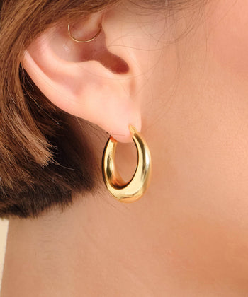 Women's Dome Hoop Earrings - Gold