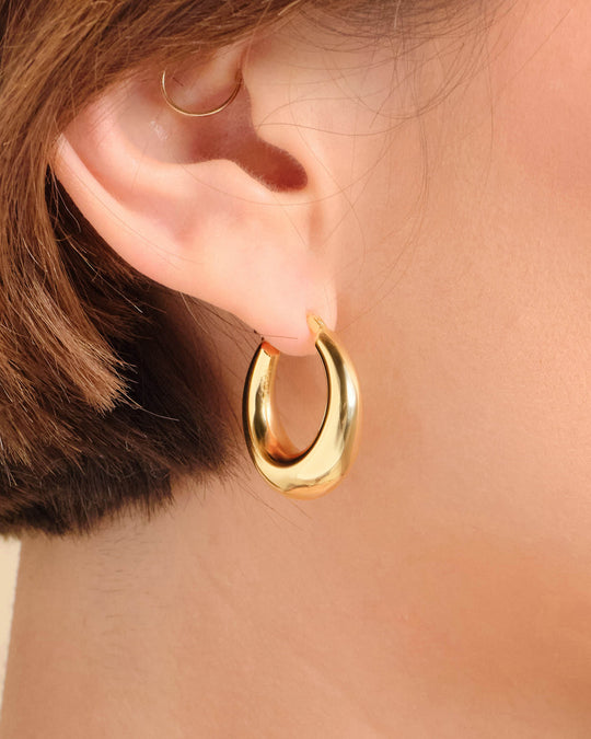 Women's Dome Hoop Earrings - Gold - Image 2/2
