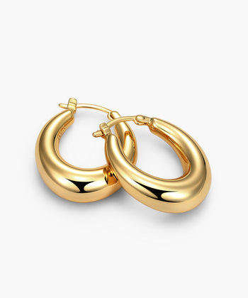 Women's Dome Hoop Earrings - Gold