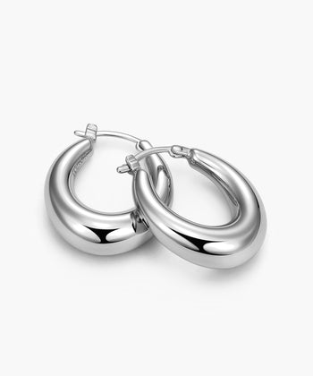 Women's Dome Hoop Earrings - Silver