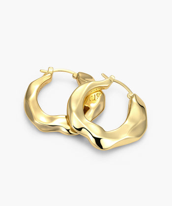 Women's Hammered Hoop Earrings - Gold