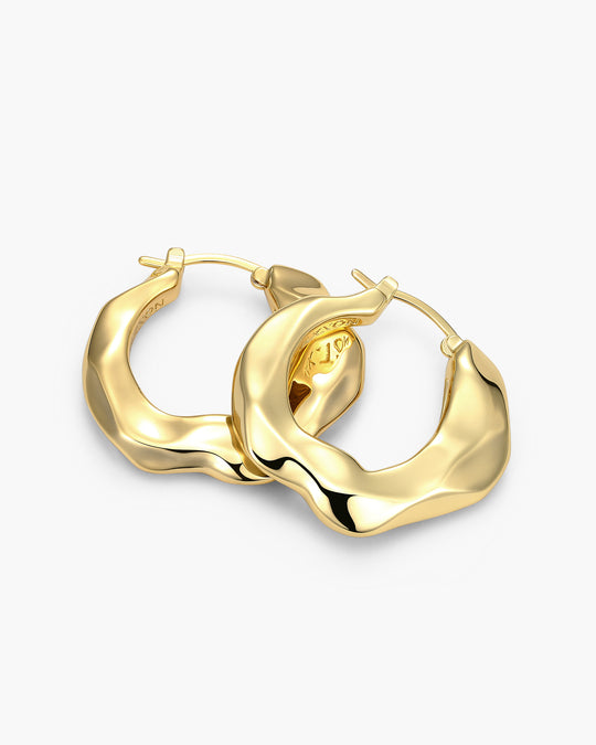 Women's Hammered Hoop Earrings - Gold - Image 1/2
