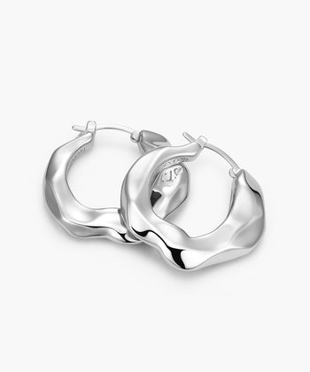 Women's Hammered Hoop Earrings - Silver