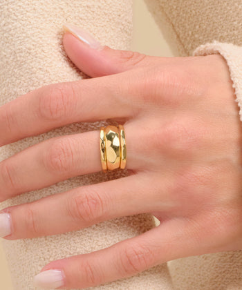 Women's Hammered Ring Set - Gold