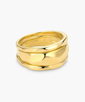 Women's Hammered Ring Set - Gold