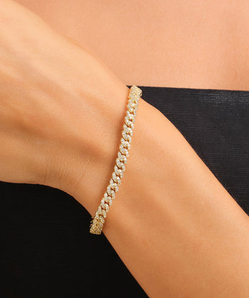 Picture of Women's Iced Out Cuban Link Bracelet - Gold